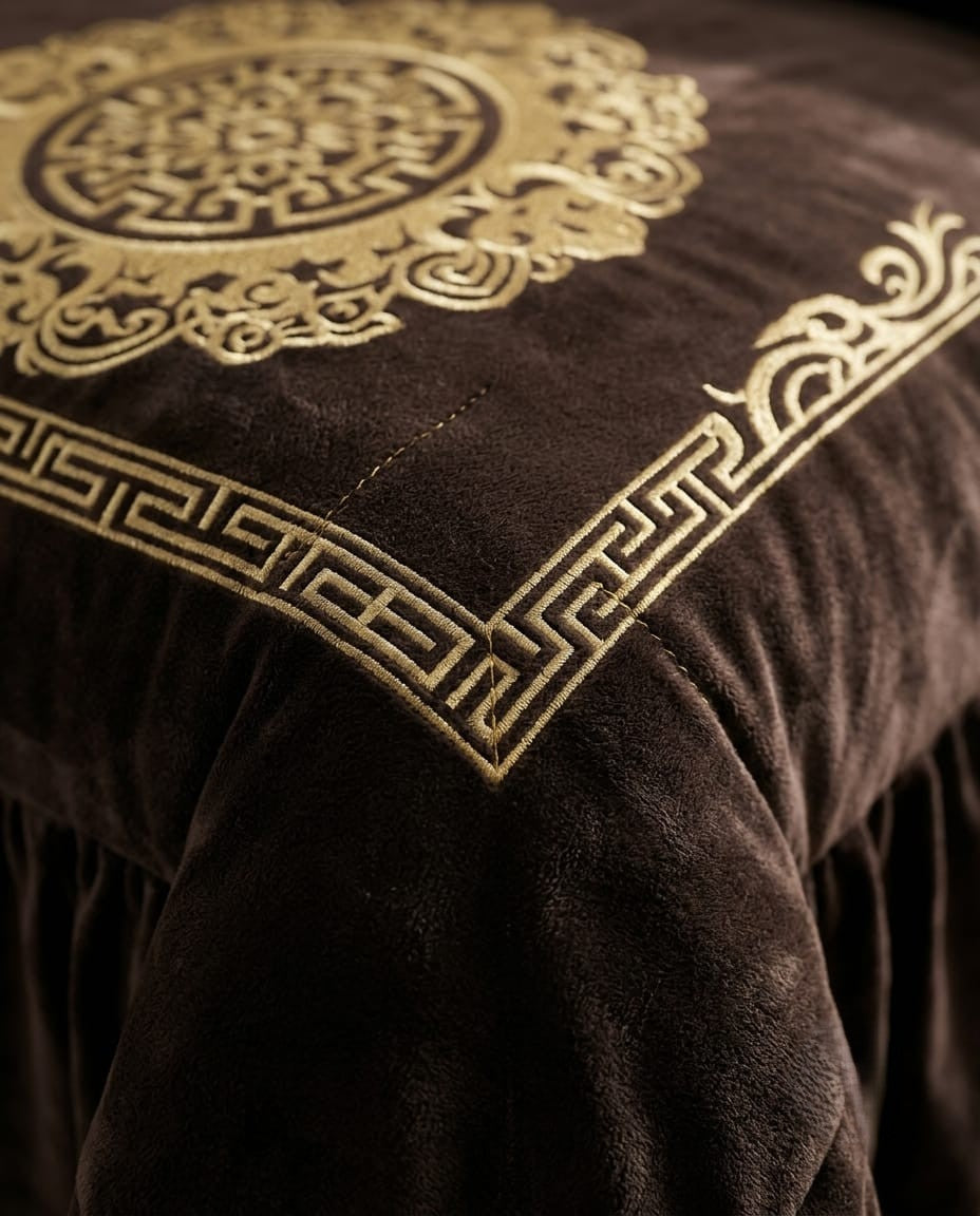 Luxury Emboss Velvet Bridal Bed Set – 9 Piece
