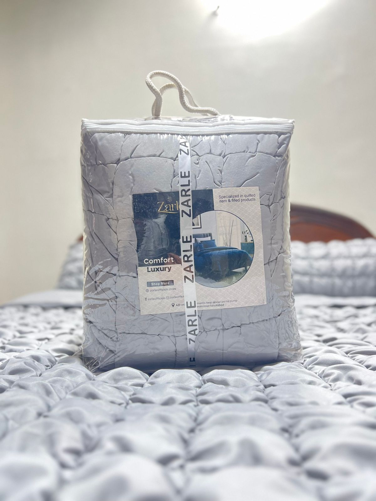 Bubble Quilted Bedspread Set – King Size (Elegant Grey) - Zarle