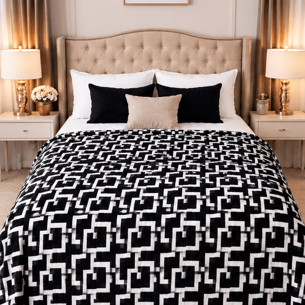 Cloudy AC Fleece Blanket Black - Zarle