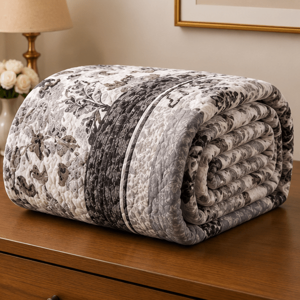 Cloudy AC Fleece Blanket Grey and Black - Zarle