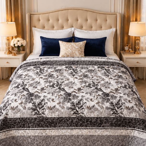 Cloudy AC Fleece Blanket Grey and Black - Zarle