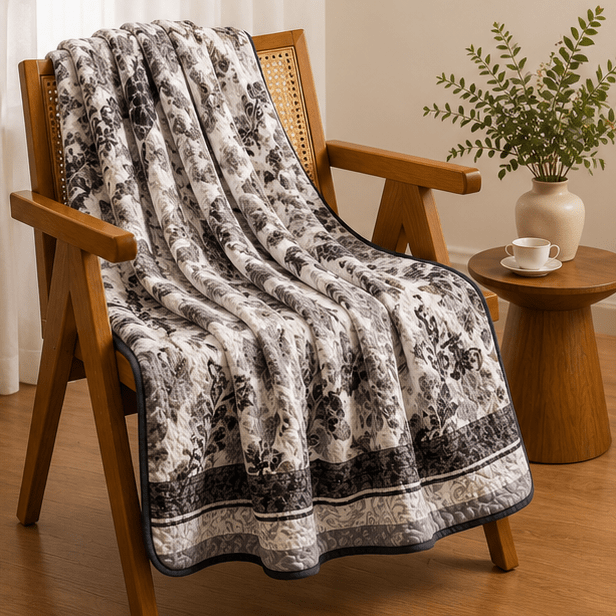 Cloudy AC Fleece Blanket Grey and Black - Zarle