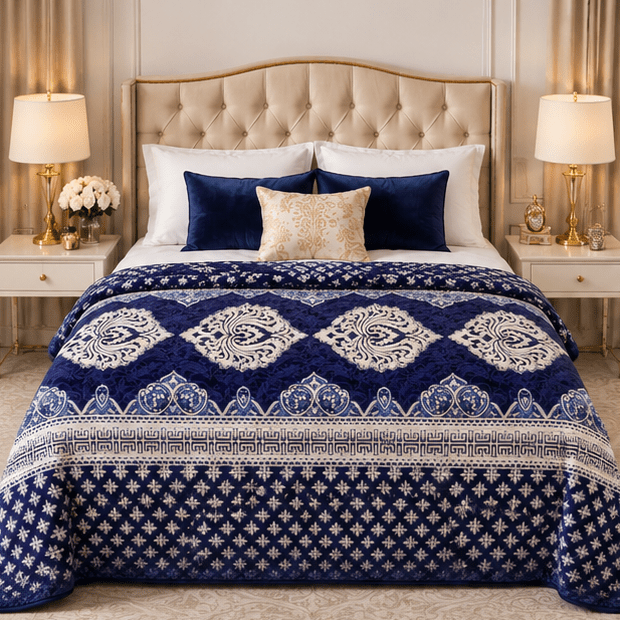 Cloudy AC Fleece Blanket Navy Blue - Zarle