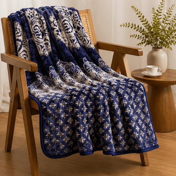 Cloudy AC Fleece Blanket Navy Blue - Zarle