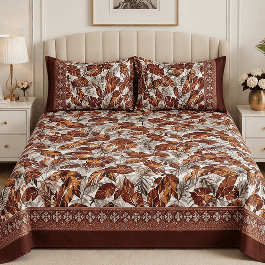 Crystal Cotton Lifetime Bedsheet Brown and Rust - Zarle
