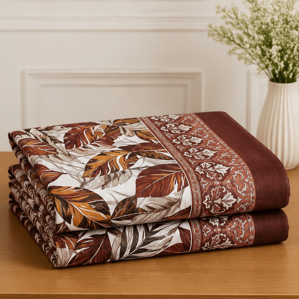 Crystal Cotton Lifetime Bedsheet Brown and Rust - Zarle