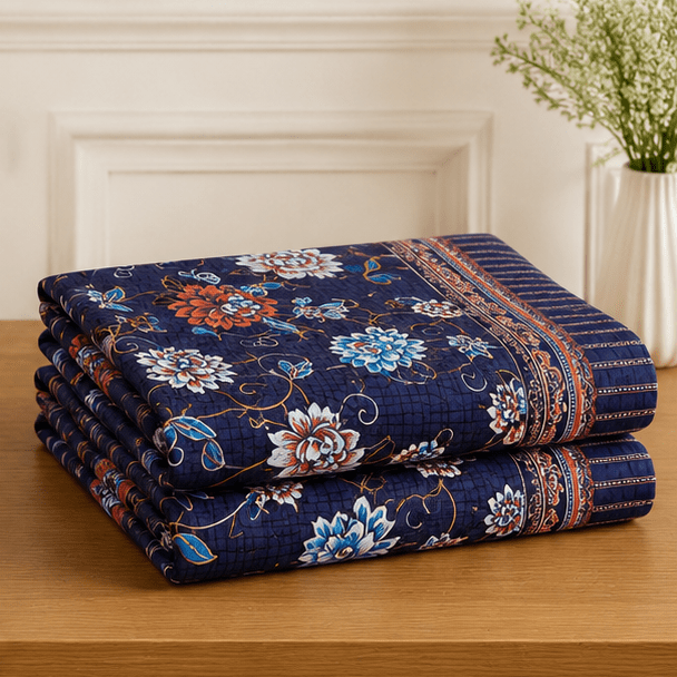 Crystal Cotton Lifetime Bedsheet Navy blue - Zarle