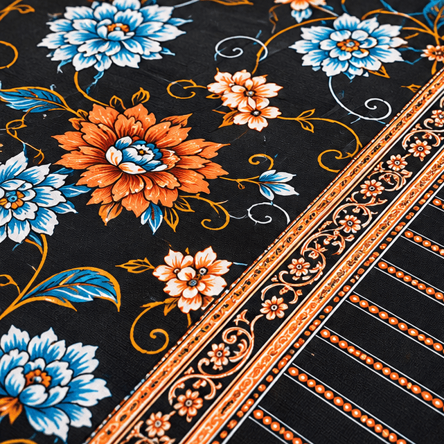 Crystal Cotton Lifetime Bedsheet Orange and Light Blue - Zarle