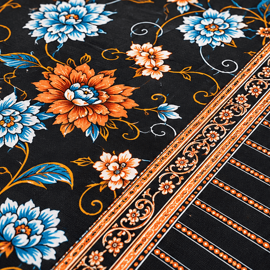 Crystal Cotton Lifetime Bedsheet Orange and Light Blue - Zarle