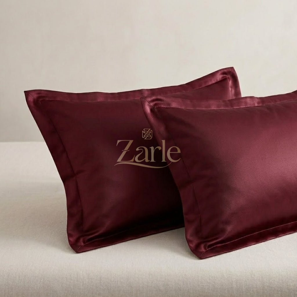 Deep Maroon Premium Plain Dyed Bedsheet – 300 TC Cotton Sateen (King Size) - Zarle