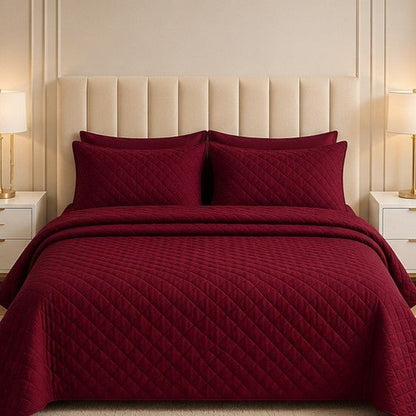 Elegant Maroon Bedspread Set - Zarle