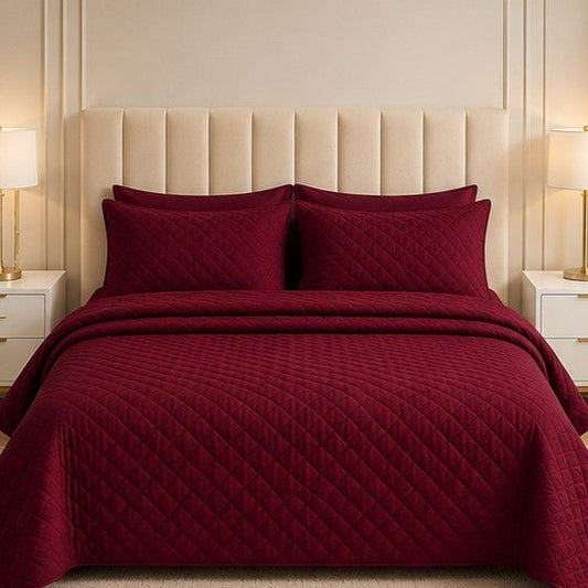 Elegant Maroon Bedspread Set - Zarle