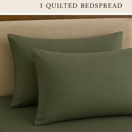 Elegant Olive Green Bedspread Set - Zarle
