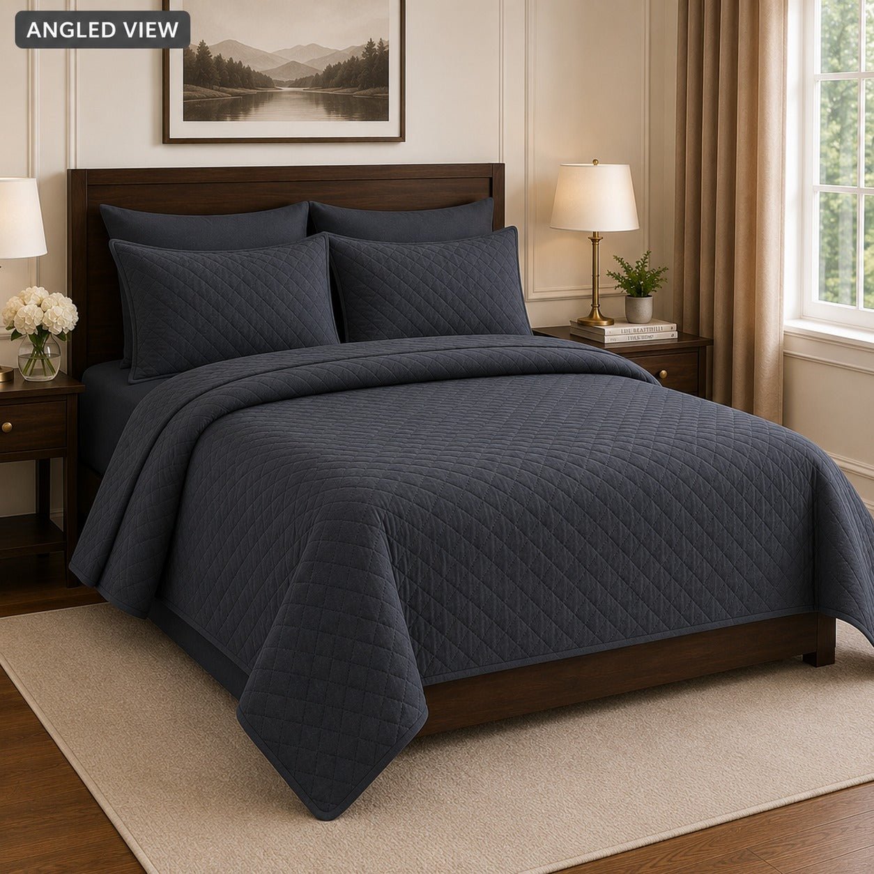 Elegant Quilted Bedspread Set – King Size (Davy Grey) - Zarle