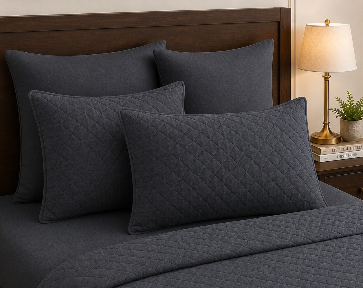 Elegant Quilted Bedspread Set – King Size (Davy Grey) - Zarle
