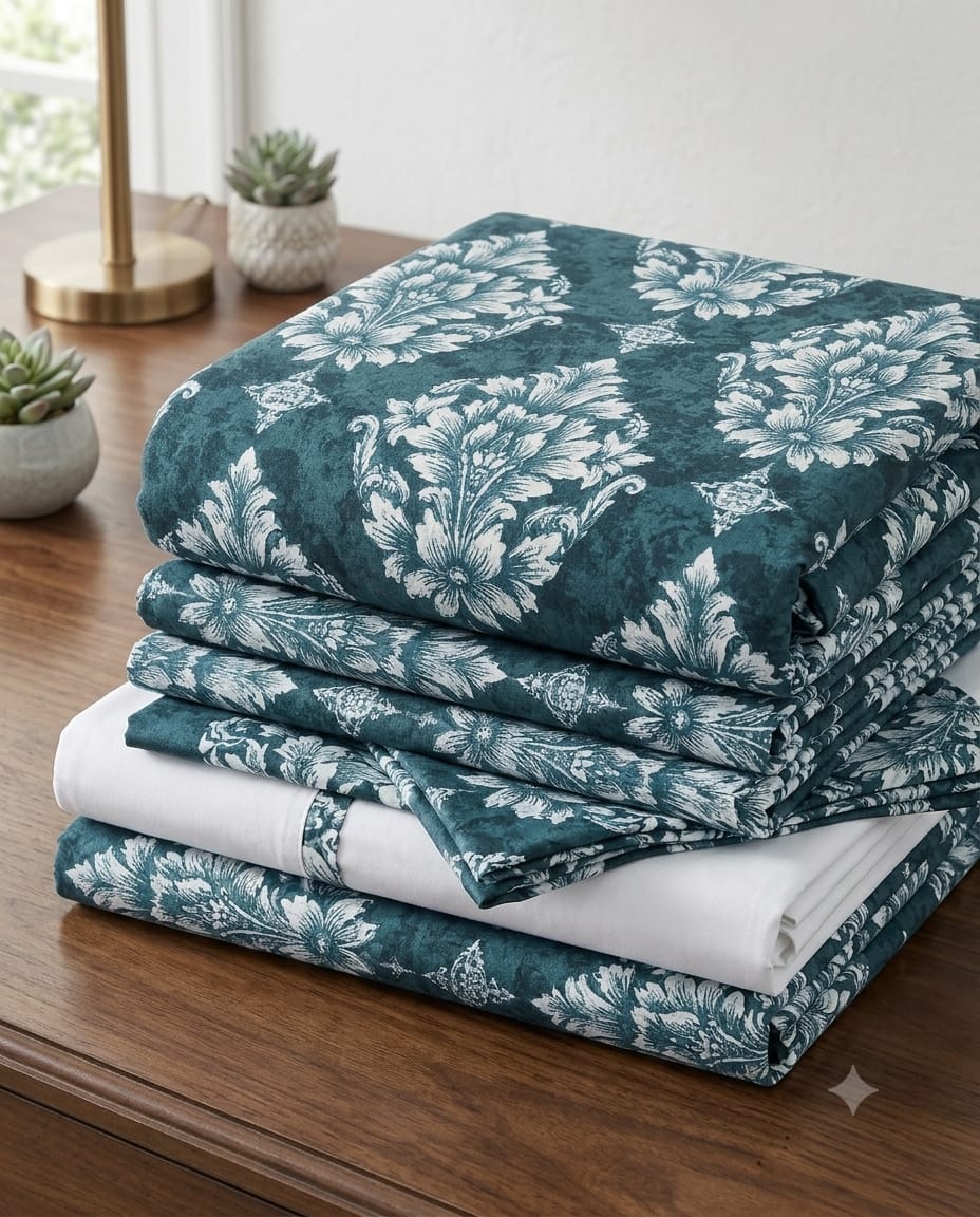 Emerald Damask Crystal Cotton Lifetime Bedsheet - Zarle