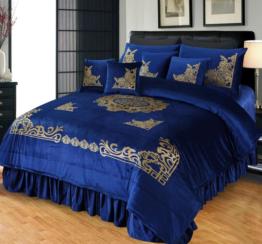 Luxury Emboss Velvet Bridal Bed Set – 9 Piece - Zarle