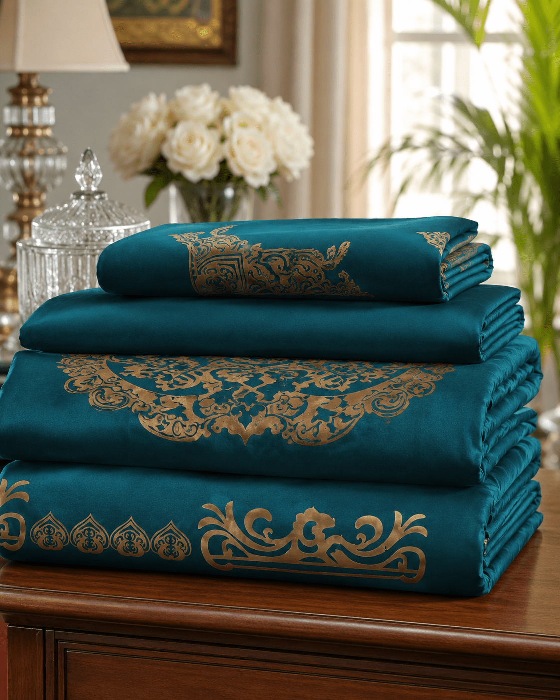 Luxury Emboss Velvet Bridal Bed Set – 9 Piece - Zarle