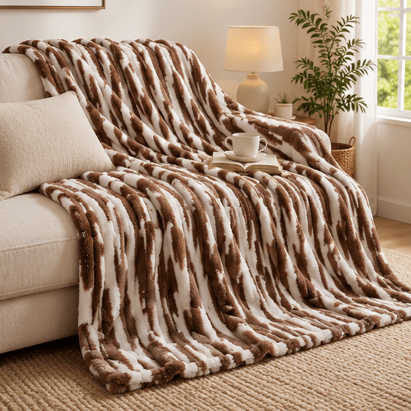 Luxury Plush Bed Blanket Chocolate Brown - Zarle
