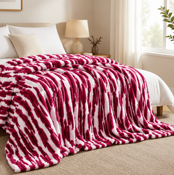 Luxury Plush Bed Blanket Dark Pink - Zarle