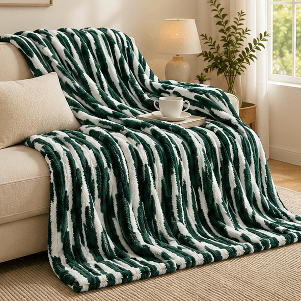 Luxury Plush Bed Blanket Forest Green - Zarle