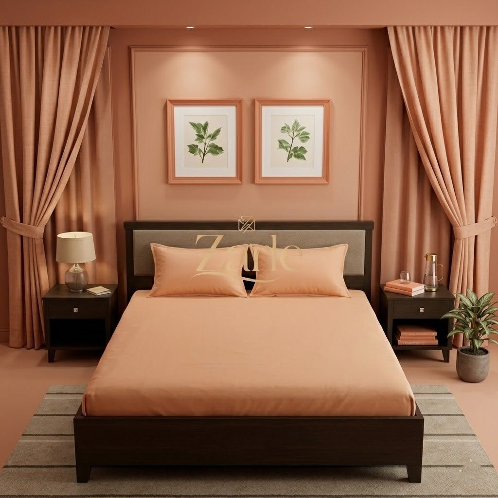Pastel Collection: Premium Plain Dyed Bedsheet – 300 TC Cotton Sateen (King Size) - Zarle