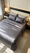 Premium Charcoal Grey Satin Stripe Bedsheet – 200 TC Cotton Sateen with Elegant Piping (King Size) - Zarle