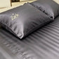 Premium Charcoal Grey Satin Stripe Bedsheet – 200 TC Cotton Sateen with Elegant Piping (King Size) - Zarle