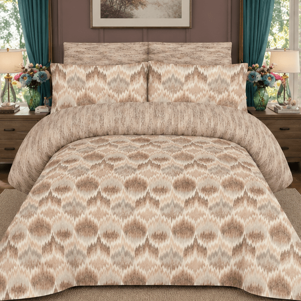 Printed Pure Cotton Bedsheet Beige - Zarle