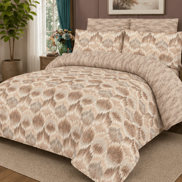 Printed Pure Cotton Bedsheet Beige - Zarle
