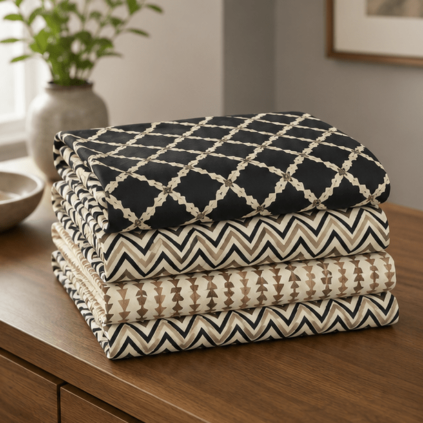 Printed Pure Cotton Bedsheet Black and Beige - Zarle