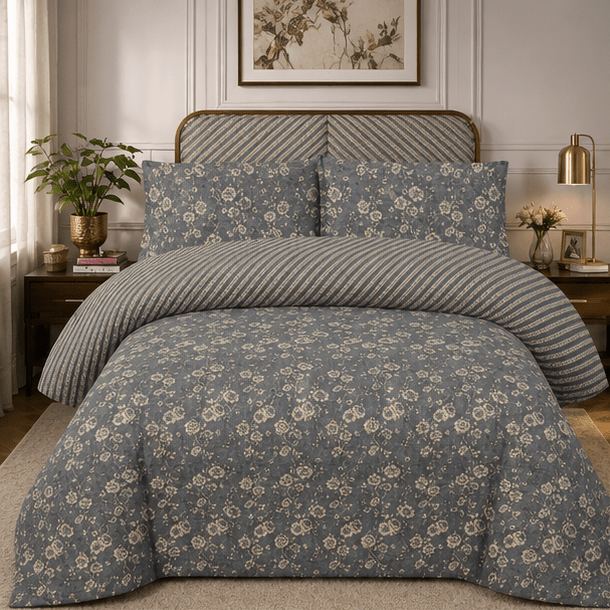 Printed Pure Cotton Bedsheet Dusty Blue - Zarle