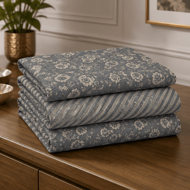 Printed Pure Cotton Bedsheet Dusty Blue - Zarle