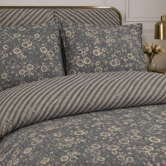 Printed Pure Cotton Bedsheet Dusty Blue - Zarle