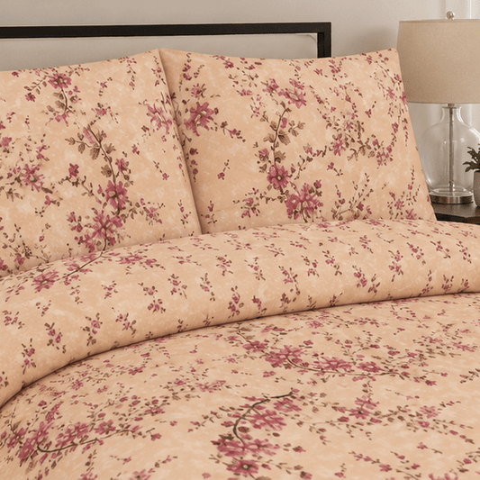 Printed Pure Cotton Bedsheet Dusty Rose - Zarle