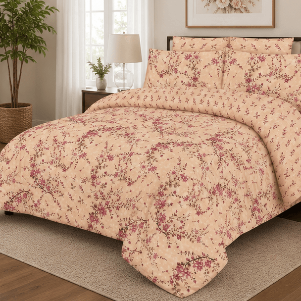 Printed Pure Cotton Bedsheet Dusty Rose - Zarle