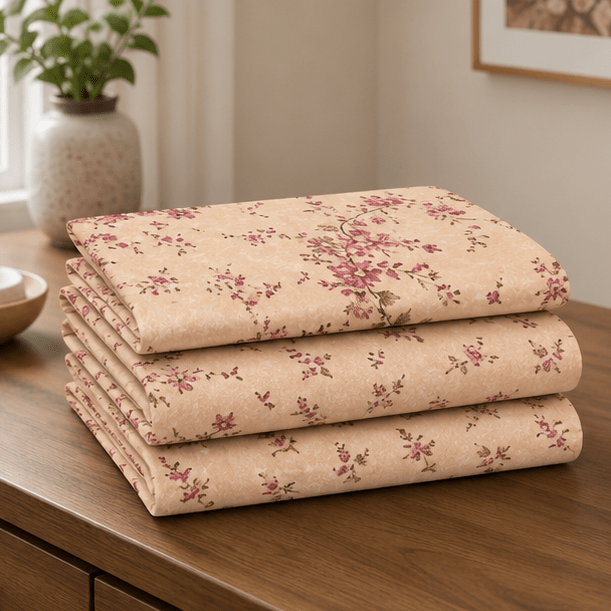 Printed Pure Cotton Bedsheet Dusty Rose - Zarle