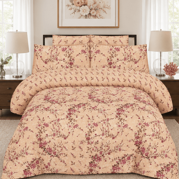 Printed Pure Cotton Bedsheet Dusty Rose - Zarle