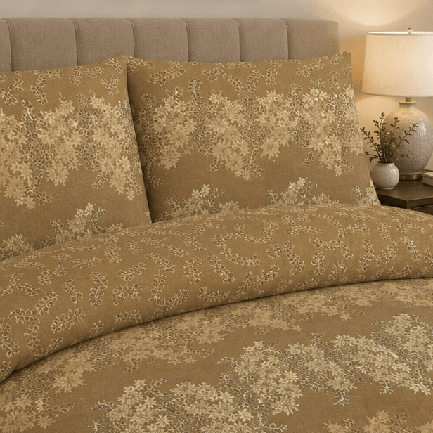 Printed Pure Cotton Bedsheet Mustard - Zarle