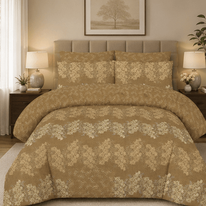 Printed Pure Cotton Bedsheet Mustard - Zarle