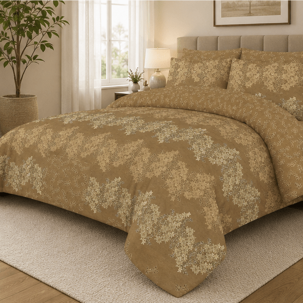 Printed Pure Cotton Bedsheet Mustard - Zarle