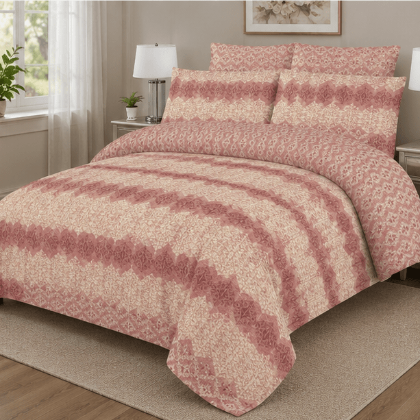 Printed Pure Cotton Bedsheet Peach - Zarle