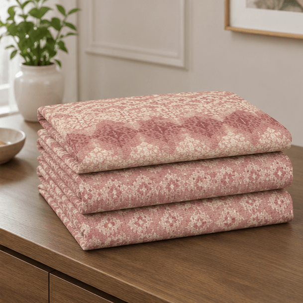 Printed Pure Cotton Bedsheet Peach - Zarle