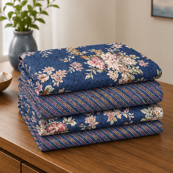 Printed Pure Cotton Bedsheet Royal Blue - Zarle