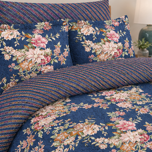Printed Pure Cotton Bedsheet Royal Blue - Zarle