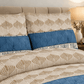 Printed Pure Cotton Bedsheet Set Blue and Beige - Zarle