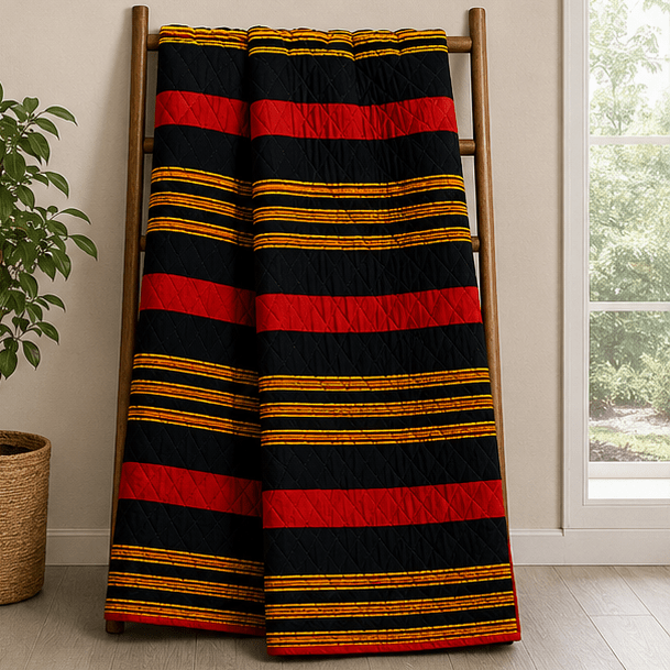 Printed Quilted Bedspread Black and Red - Zarle