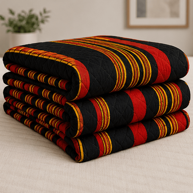 Printed Quilted Bedspread Black and Red - Zarle