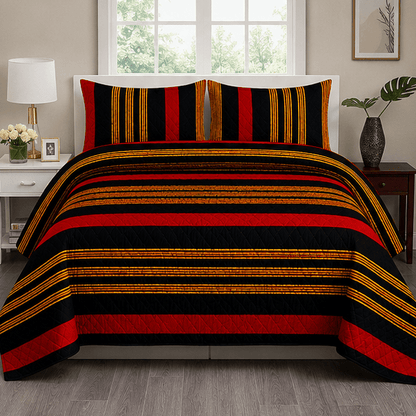 Printed Quilted Bedspread Black and Red - Zarle