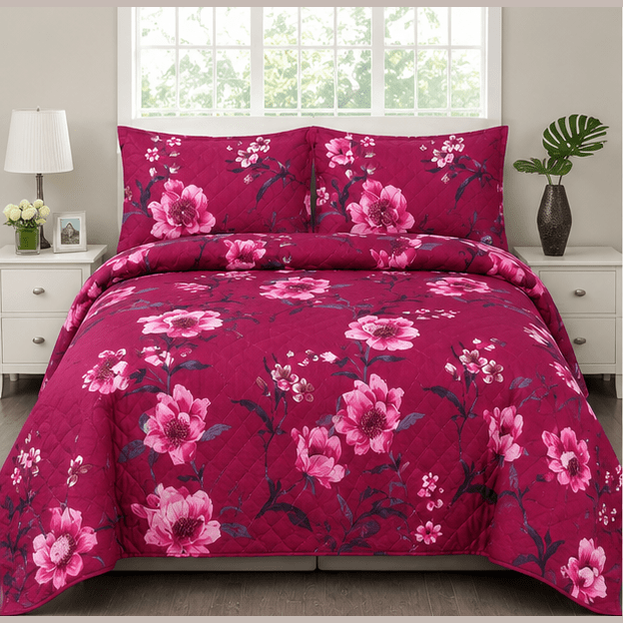 Printed Quilted Bedspread Bold Red - Zarle